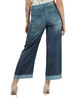 BLU | Pantalone in satin con stampa denim
