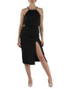 NERO | Abito in lyocell con strass e spacco