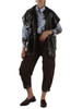 MARRONE | Pantalone in eco suede con dettagli in ecopelle