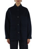 BLU SCURO | Cappotto stile camicia FOLK in lana vergine