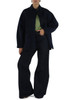 BLU SCURO | Cappotto stile camicia FOLK in lana vergine