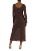 MARRONE | Abito midi in pizzo stretch GHIANDOLA