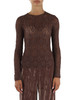 MARRONE | T-shirt manica lunga in pizzo stretch MADRE