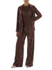 MARRONE | T-shirt manica lunga in pizzo stretch MADRE