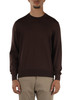 MARRONE | Maglia girocollo in lana vergine merino extrafine