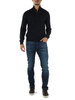 BLU SCURO | Maglia mezza zip in lana, seta e cashmere