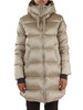BEIGE | Piumino tre quarti trapuntato GENEVA con cappuccio