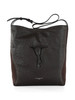 MARRONE | Borsa a spalla in suede e pelle stampa struzzo SIENNA Large
