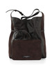 MARRONE | Borsa a spalla in suede e pelle stampa struzzo SIENNA Large