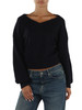 BLU SCURO | Maglia collo a V cropped in lana RINGHIO