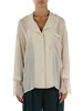 BEIGE | Camicia in georgette di viscosa con inserti in pizzo