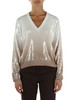 bianco/beige | Maglia collo a V in misto viscosa con paillettes