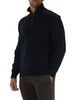 BLU SCURO | Maglia collo a zip in lana, cashmere e viscosa