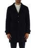 BLU SCURO | Cappotto in lana vergine con pettorina rimovibile