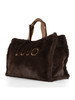 MARRONE | Borsa tote in ecopelliccia con scritta logo