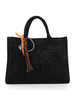 NERO | Borsa tote in velluto CALI Midi con stampa logo glitterata
