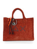 RUGGINE | Borsa tote in velluto CALI Midi con stampa logo glitterata