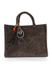 TORTORA | Borsa tote in velluto CALI Midi con stampa logo glitterata