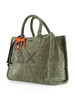 SALVIA | Borsa tote in velluto CALI Midi con stampa logo glitterata