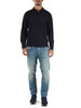 BLU SCURO | Polo manica lunga in cotone piquet con toppe ai gomiti