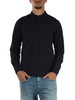 BLU SCURO | Polo manica lunga in cotone piquet con toppe ai gomiti