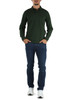 VERDE SCURO | Polo manica lunga in cotone piquet con toppe ai gomiti