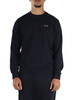BLU SCURO | Felpa girocollo in misto cotone con ricamo logo