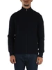 BLU SCURO | Cardigan a costine con zip in misto lana merino e cashmere