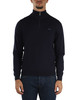 BLU SCURO | Maglia mezza zip in lana merino e cotone