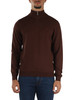 MARRONE | Maglia mezza zip in lana merino e cotone