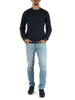 BLU | Maglia girocollo in lana merino punto riso