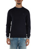 BLU SCURO | Maglia girocollo in lana merino e cotone