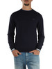 BLU SCURO | Maglia girocollo in lana merino e cotone