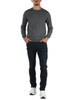 GRIGIO SCURO | Maglia girocollo in lana merino e cotone