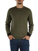 VERDE MILITARE | Maglia in lana merino e cotone con inserti a contrasto