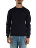 BLU SCURO | Maglia girocollo in lana merino e cotone