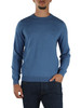 AZZURRO | Maglia girocollo in lana merino e cotone
