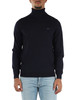 BLU SCURO | Maglia collo alto in lana merino e cotone