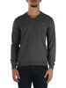 GRIGIO SCURO | Maglia collo a V in lana merino e cotone
