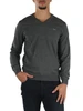 GRIGIO SCURO | Maglia collo a V in lana merino e cotone