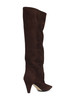 MARRONE | Stivali in suede con tacco a cono