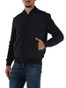 BLU SCURO | Cardigan con zip e pannelli a contrasto