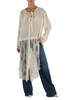 BEIGE | Camicia lunga in georgette di viscosa con inserti in pizzo