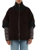 MARRONE | Giacca in pelle e tessuto in maglia ADELE Tri-Seasons con interno rimovibile
