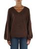 MARRONE | Maglia collo a V in misto lana e alpaca