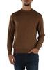 MARRONE CHIARO | Maglia girocollo in lana merino extrafine
