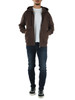 MARRONE | Felpa con zip e cappuccio in cotone garzato