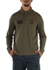 Militärgrün | Langarm-Poloshirt Regular Fit aus Baumwolle
