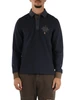 Dunkelblau | Langarm-Poloshirt Regular Fit aus Stretch-Piqué-Baumwolle