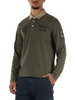 Militärgrün | Langarm-Poloshirt Regular Fit aus Baumwolle